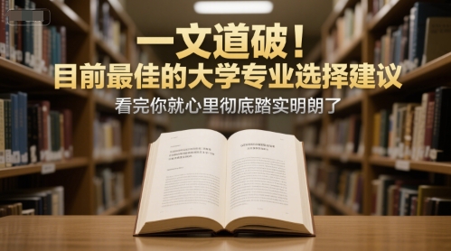付费文章:一文道破!目前最佳的大学专业选择建议,看完你就心里彻底踏实明朗了-大可网创
