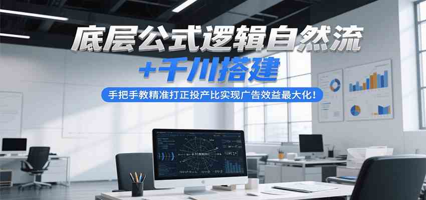 底层公式逻辑自然流+千川搭建,手把手教精准打正投产比实现广告效益最大化!-大可网创