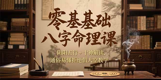 (15283期)零基础八字命理课,阴阳五行+十神解读,通俗易懂拒绝假大空教学-大可网创