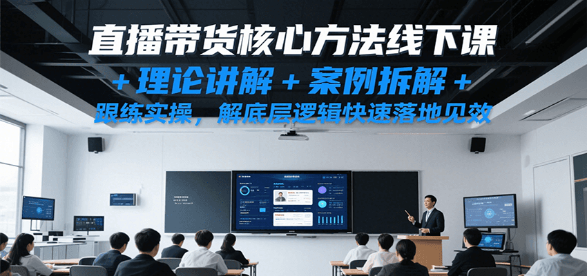 直播带货核心方法线下课,理论讲解+案例拆解+跟练实操,解底层逻辑快速落地见效-大可网创