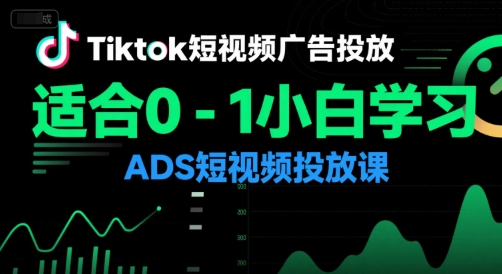 Tiktok短视频广告投放,适合0-1小白学习ADS短视频投放课-大可网创