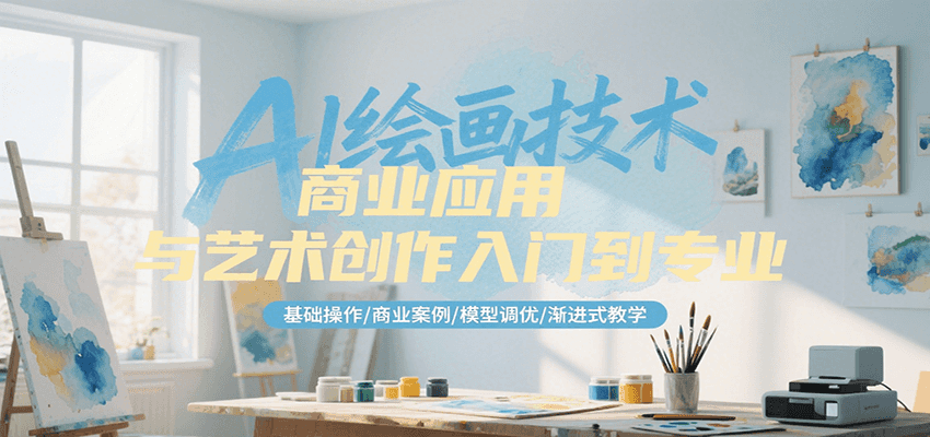 AI绘画技术商业应用与艺术创作入门到专业,基础操作/商业案例/模型调优/渐进式教学-大可网创