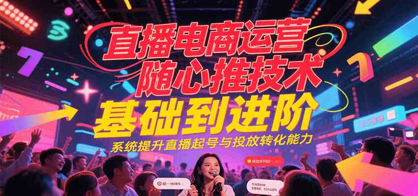 直播电商运营随心推投放技术基础到进阶,系统提升直播起号与投放转化能力-大可网创