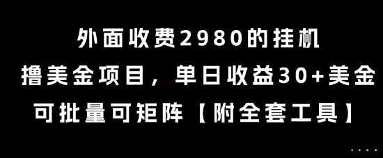 外面收费2980的挂G撸美金项目,单日收益30+美金,可批量可矩阵【揭秘】-大可网创