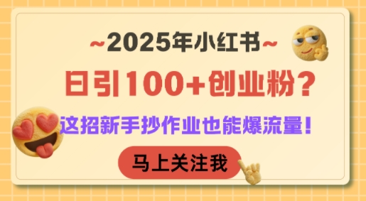 2025年小红书日引100+创业粉?这招新手抄作业也能爆流量!-大可网创