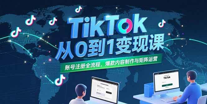 (15346期)TikTok从0到1变现课,账号注册全流程,爆款内容制作与矩阵运营-大可网创