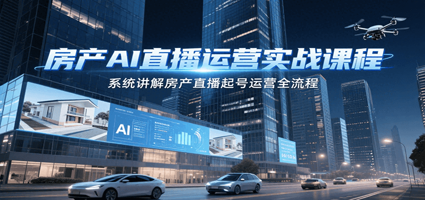 房产AI直播运营实战课程,系统讲解房产直播起号运营全流程-大可网创
