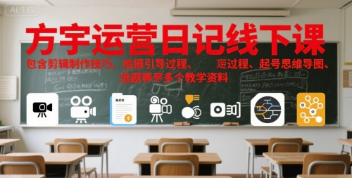 方宇运营日记线下课,包含剪辑制作技巧、拍摄引导过程、起号思维导图、选题等多个教学资料-大可网创