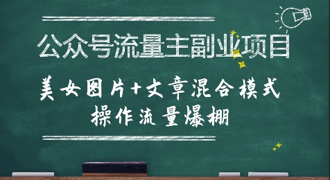 公众号流量主副业项目,美女图片+文章混合模式操作流量爆棚-大可网创