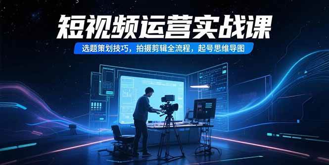 (15375期)短视频运营实战课,选题策划技巧,拍摄剪辑全流程,起号思维导图-大可网创