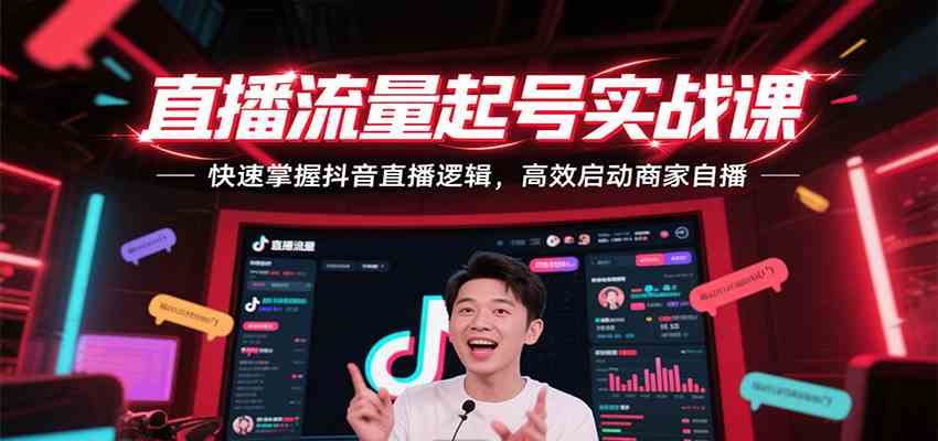 直播流量起号实战课,快速掌握抖音直播逻辑,高效启动商家自播-大可网创