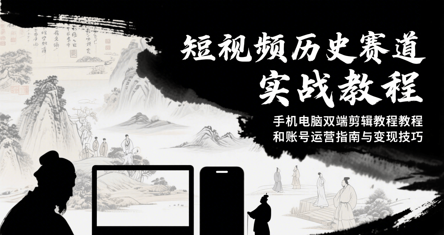 短视频历史赛道实战教程,手机电脑双端剪辑教程和账号运营指南与变现技巧-大可网创