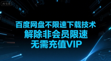 百度网盘不限速下载技术,解除非会员限速,无需充值VIP-大可网创