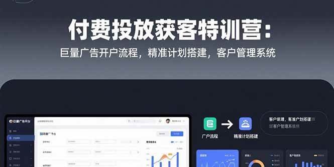 (15426期)付费投放获客特训营:巨量广告开户流程,精准计划搭建,客户管理系统-大可网创