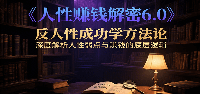 人性赚钱解密6.0,反人性成功学方法论,深度解析人性弱点与赚钱的底层逻辑-大可网创