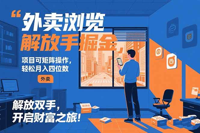 (15440期)外卖浏览掘金项目 可矩阵操作 轻松日入500+-大可网创