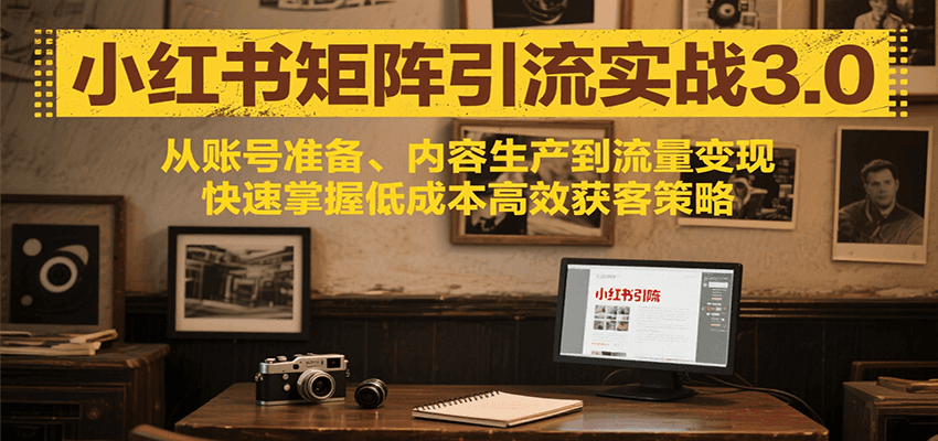 小红书矩阵引流3.0,从账号准备、内容生产到流量变现,快速掌握低成本高效获客策略-大可网创