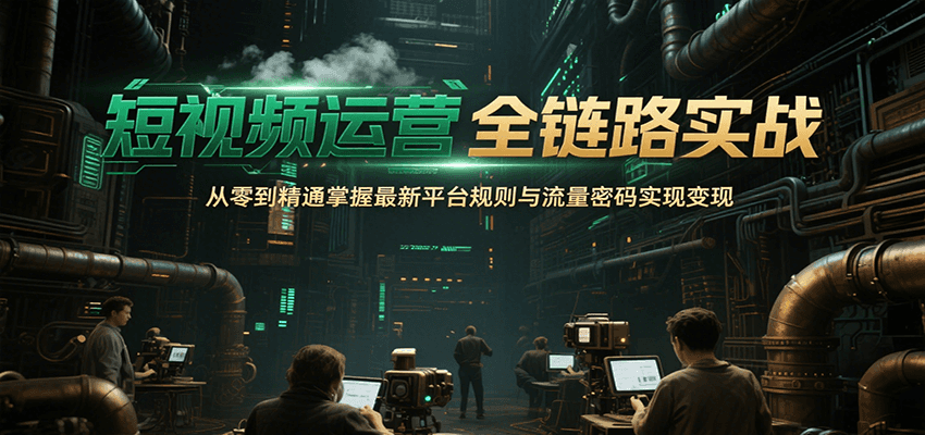 短视频运营全链路实战,从零到精通掌握最新平台规则与流量密码实现变现-大可网创