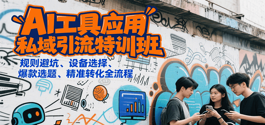 AI工具应用私域引流特训班,规则避坑、设备选择、爆款选题、精准转化全流程-大可网创