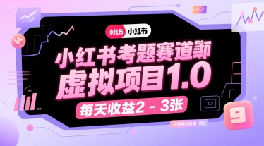 小红书考题赛道虚拟项目1.0,项目操作简单,每天收益2-3张-大可网创