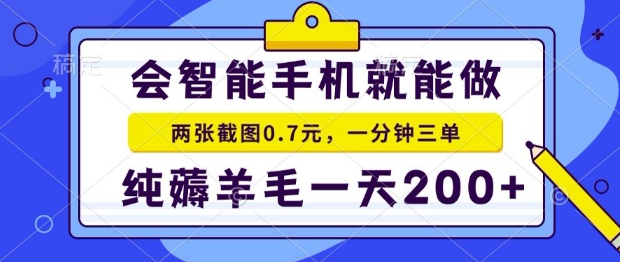 2025年零撸手机项目,二十秒一单,纯薅羊毛,一天200+做就有【揭秘】-大可网创