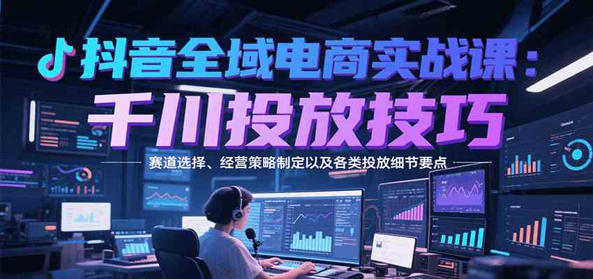 抖音全域电商实战,千川投放技巧,赛道选择、经营策略制定以及各类投放细节要点-大可网创