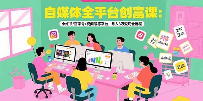 (15479期)自媒体全平台创富课:小红书/百家号/视频号等平台,月入3万变现全流程-大可网创