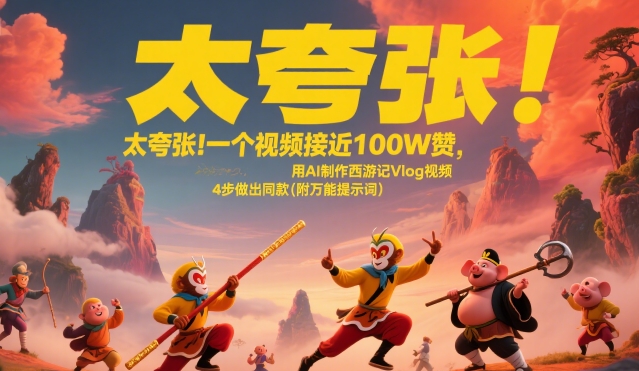 太夸张!一个视频接近100W赞,用AI制作西游记Vlog视频,全流程拆解来了(附万能提示词)-大可网创