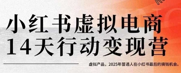 小红书虚拟电商14天变现训练营,虚拟产品,2025年普通人在小红书最后的搞钱机会-大可网创