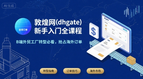 敦煌网(dhgate)新手入门全课程,B端外贸工厂转型必看,抢占海外订单-大可网创