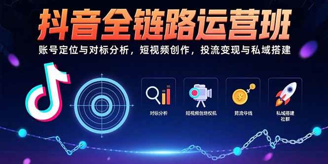 (15525期)抖音全链路运营班:账号定位与对标分析,短视频创作,投流变现与私域搭建-大可网创