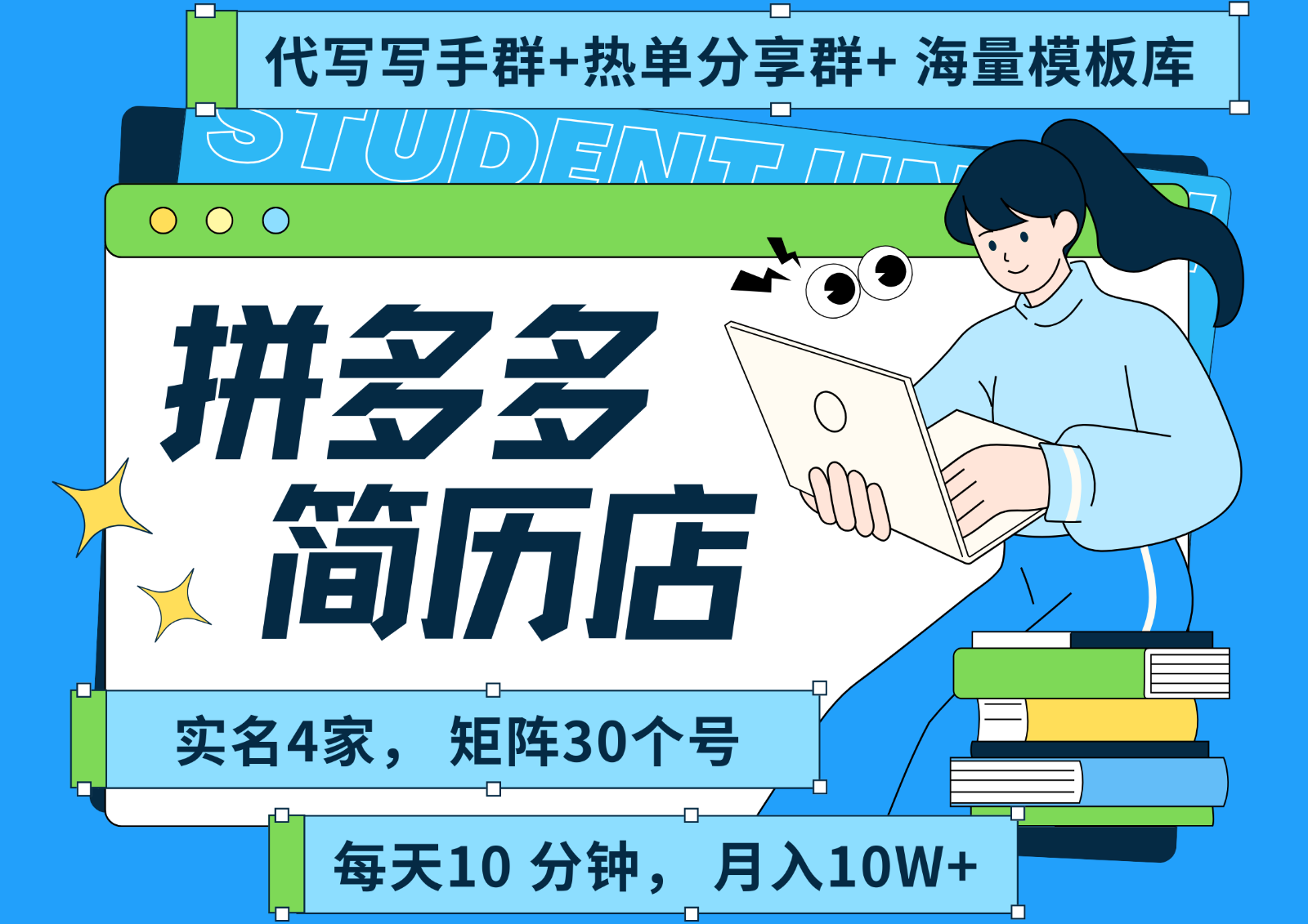 拼多多电商 拼多多 虚拟资料 简历 海报代写 全SOP流程 毫无保留分享(含后端资料)-大可网创