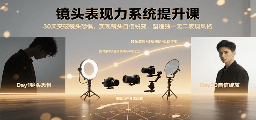 镜头表现力系统提升课,30天突破镜头恐惧实现自信蜕变,塑造独一无二表现风格-大可网创