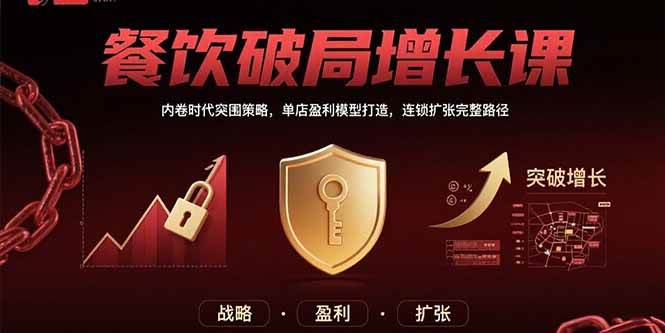 (15541期)餐饮破局增长课:内卷时代突围策略,单店盈利模型打造,连锁扩张完整路径-大可网创