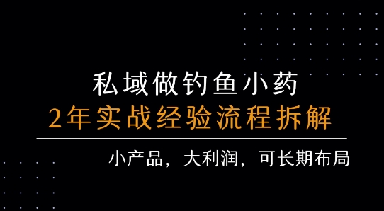私域做钓鱼小药 每单利润3张+ 详细流程拆解-大可网创