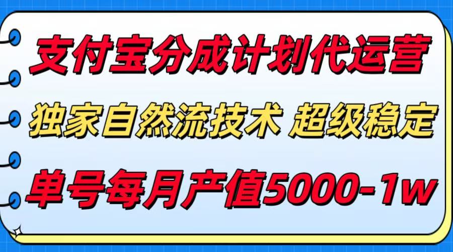 支付宝分成计划代运营,独家自然流技术,收益稳定,单号月产5000+-大可网创
