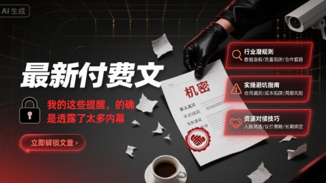 最新付费文:我的这些提醒,的确是透露了太多内幕-大可网创