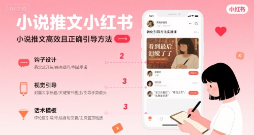小说推文小红书高转化引导方法实操课,小说推文高效且正确引导方法-大可网创