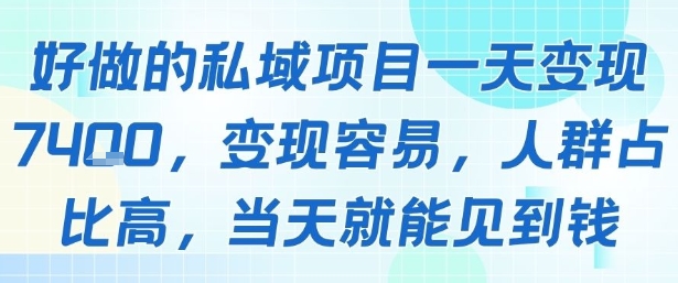 好做的私域项目一天变现1k+,变现容易,人群占比高,当天就能见到钱-大可网创