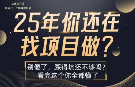 25年,你还在疯狂的找项目吗?别傻了,看完这个你都懂了【揭秘】-大可网创