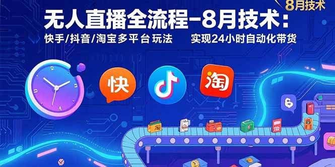 (15635期)无人直播全流程-8月技术:快手/抖音/淘宝多平台玩法 实现24小时自动化带货-大可网创