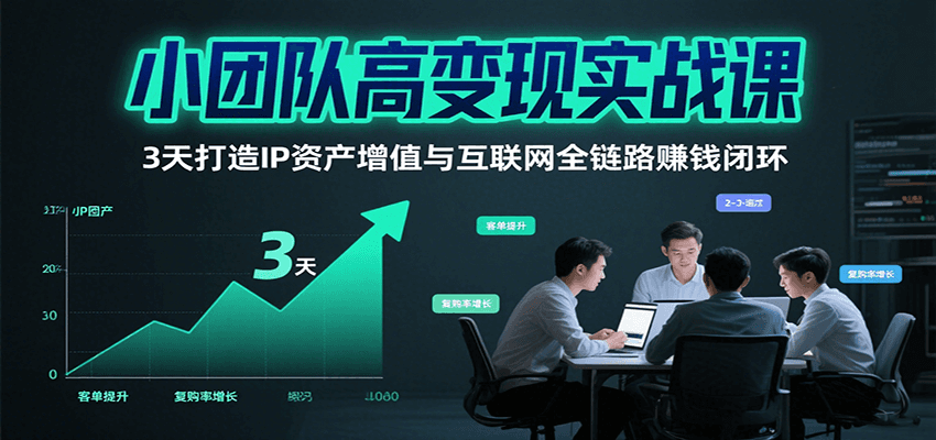 小团队高变现实战课,3天打造IP资产增值与互联网全链路赚钱闭环(第二期)-大可网创