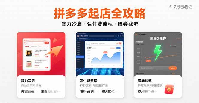 (15670期)拼多多起店全攻略,暴力冷启,强付费流程,暗券截流,5-7月已验证的方法-大可网创