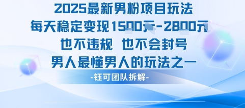 2025最新男粉项目玩法每天变现1k+也不违规也不会封号男人最懂男人的玩法-大可网创