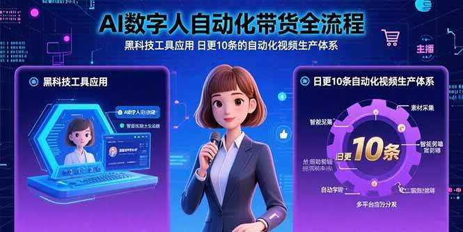 (15699期)AI数字人自动化带货全流程:黑科技工具应用 日更10条的自动化视频生产体系-大可网创