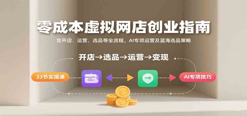 零成本虚拟网店创业指南,含开店、运营、选品等全流程, AI专项运营及蓝海选品策略-大可网创