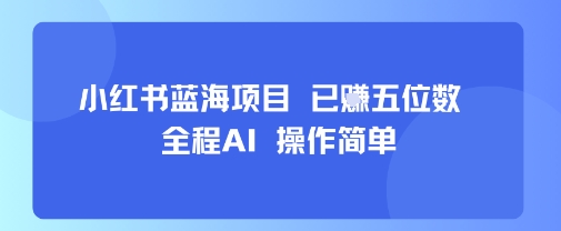 小红书蓝海项目,全程AI,操作简单,已挣五位数-大可网创
