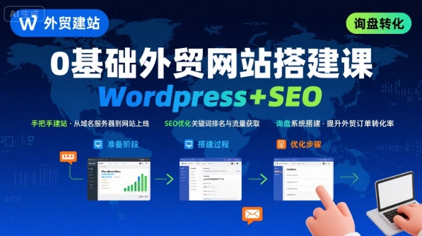 WordPress外贸建站+SEO优化课程,手把手教你从0到1搭建可获得询盘的外贸网站-大可网创