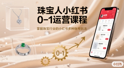珠宝人小红书0-1运营课程,掌握珠宝行业的小红书多种账号玩法-大可网创