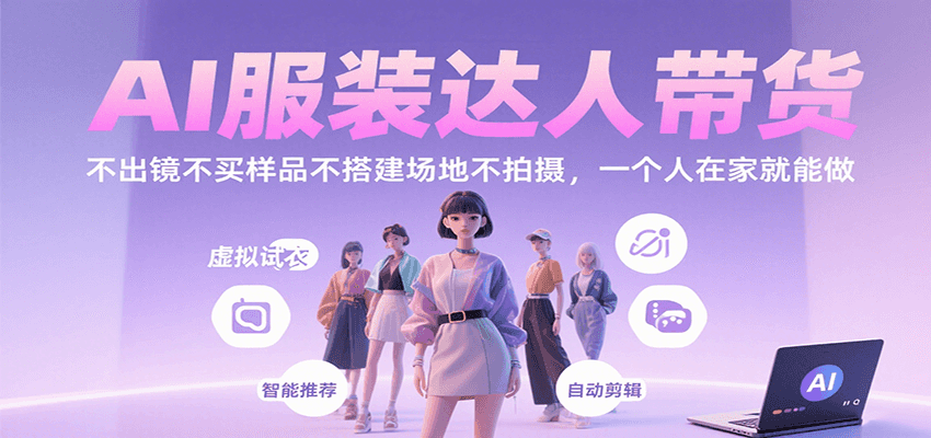 AI服装达人带货,不出镜不买样品不搭建场地不拍摄,一个人在家就能做-大可网创